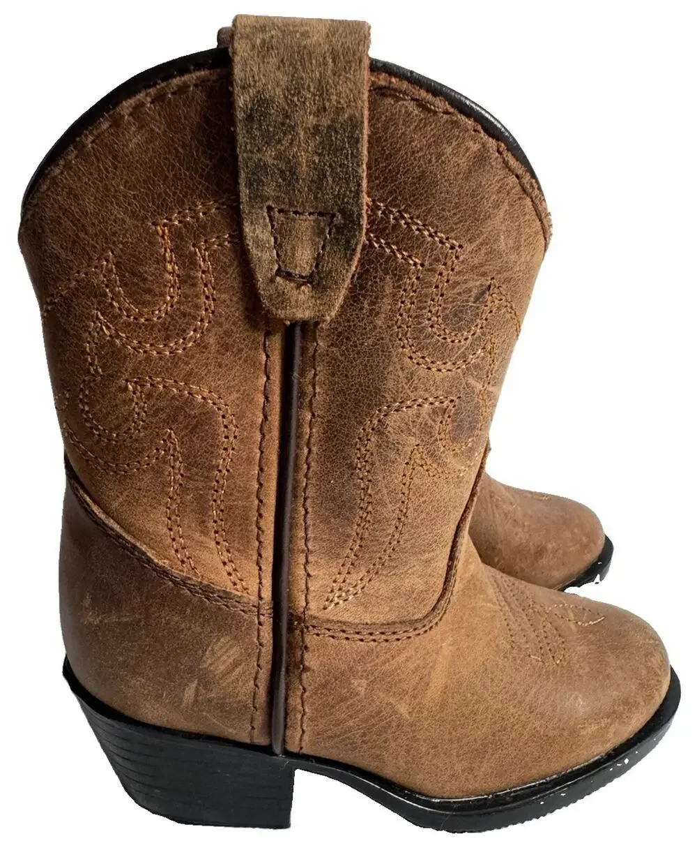 Smoky Mountain Toddler Cowboy Boots Size 5 Brown Distressed Western Leather
